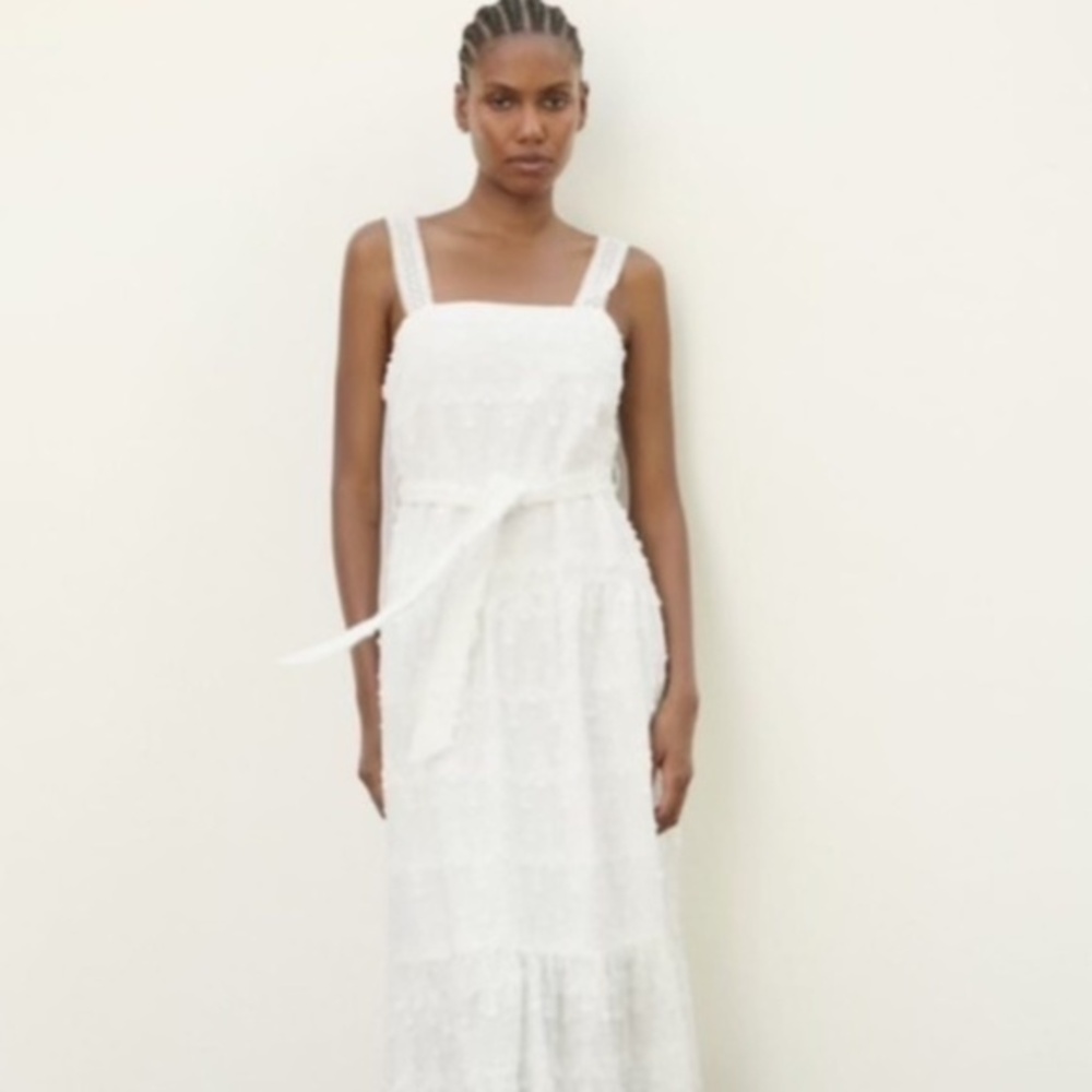 NWT Zara White Embroidered Midi Lace Dress sz XS